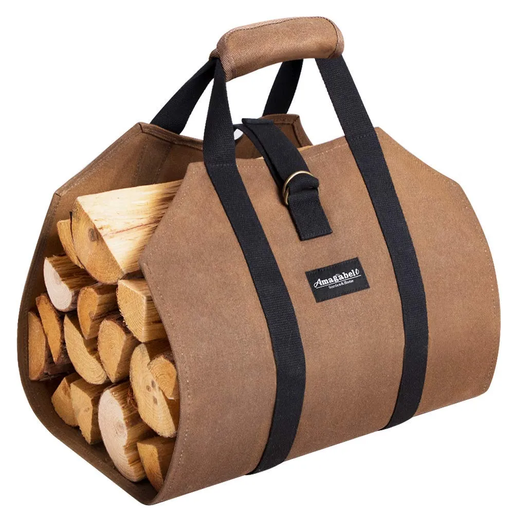 Firewood Log Carrier Waxed Canvas Wood Tote Bag Model Number BG002