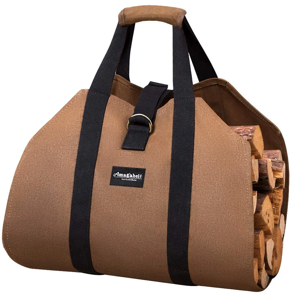 Firewood Log Carrier Waxed Canvas Wood Tote Bag Model Number BG002