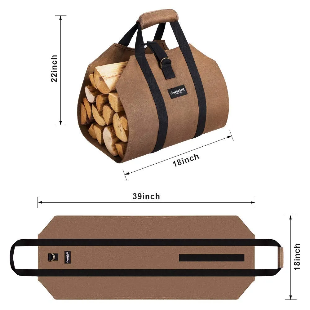 Firewood Log Carrier Waxed Canvas Wood Tote Bag Model Number BG002