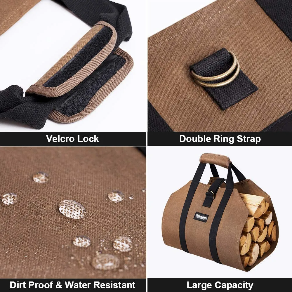 Firewood Log Carrier Waxed Canvas Wood Tote Bag Model Number BG002