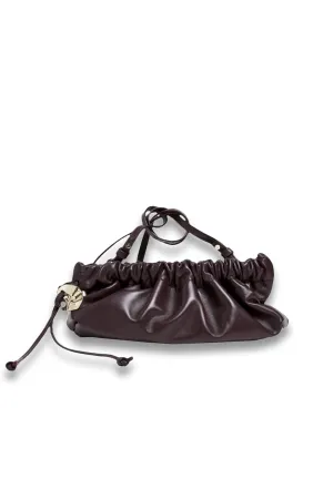 Flattered Cissi Leather Ruched Clutch Bag, Burgundy