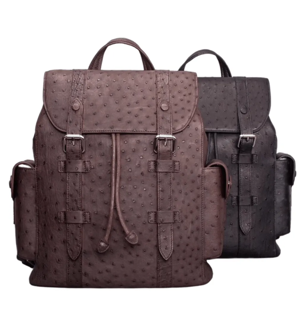Genuine Ostrich Skin Leather Backpack