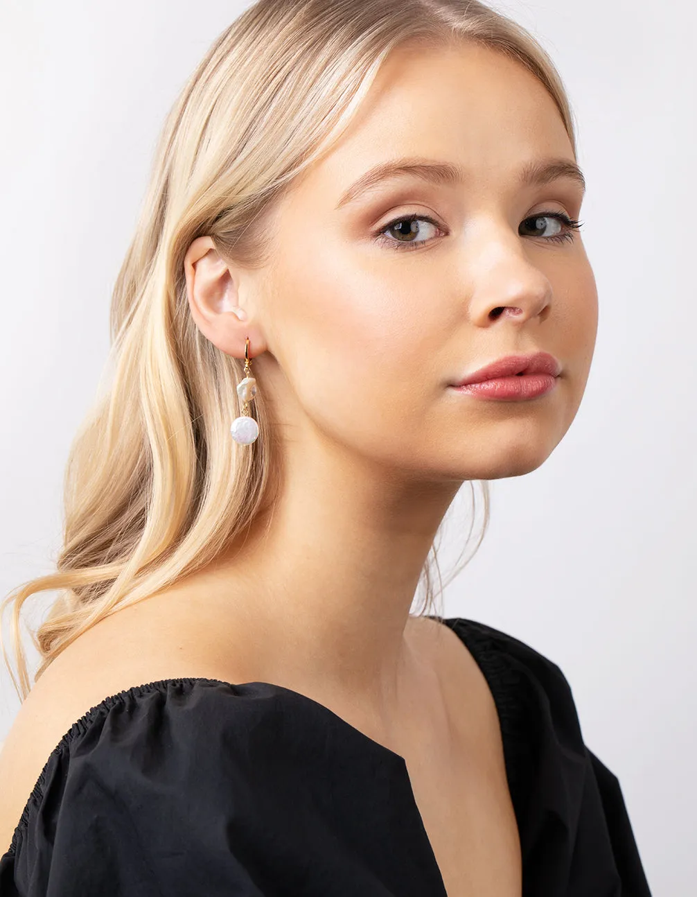 Gold Plated Multi Freshwater Pearl Huggie Earrings