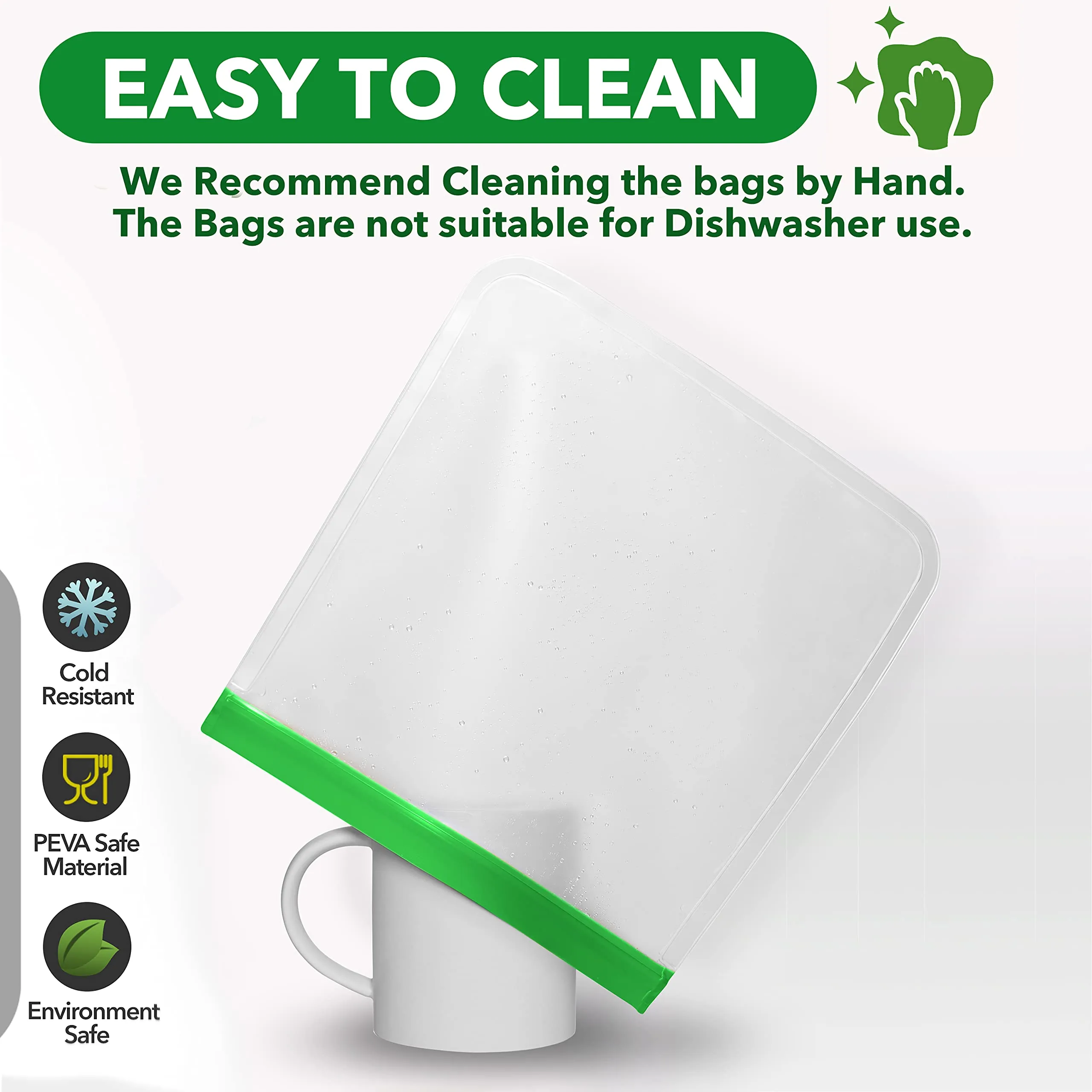 GREENZLA Eco-Friendly Reusable Freezer Bags, 8-Pack Extra Thick and Leakproof Resealable Gallon Bags for Safe Food Storage, Marinating, Snacks, and Meal Prep, Reusable, Non-Toxic, and Freezer Safety