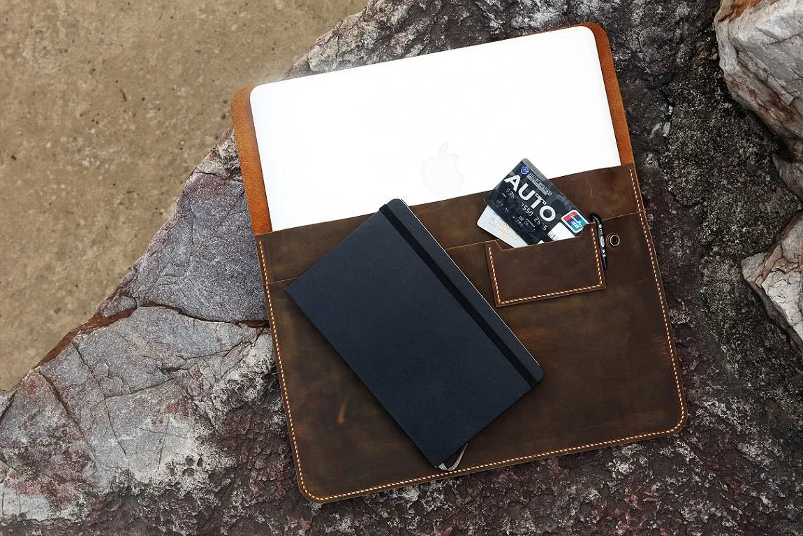 Handmade full grain leather macbook case