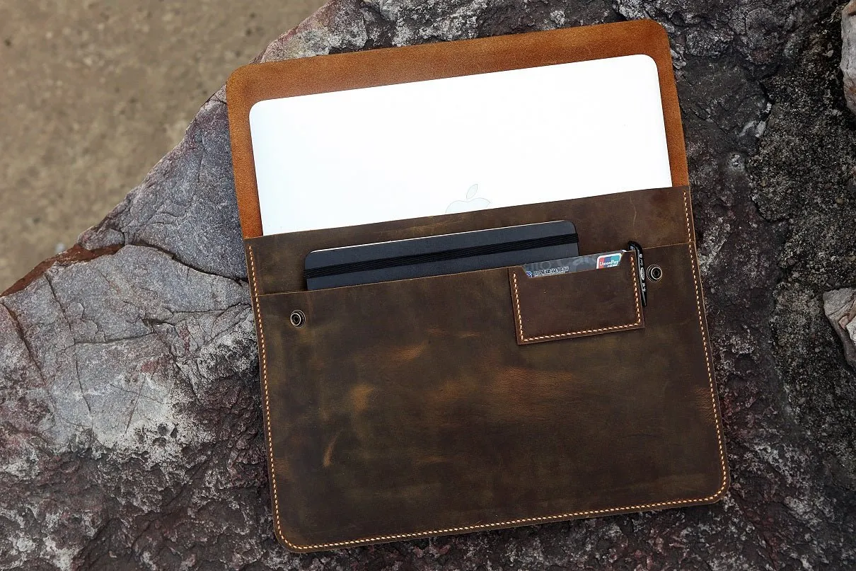 Handmade full grain leather macbook case