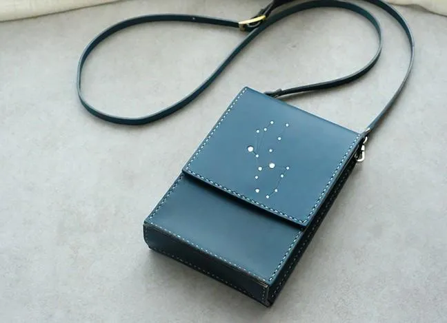 HANDMADE LEATHER CUTE Constellation SHOULDER BAG PURSE PERSONALIZED MONOGRAMMED GIFT CUSTOM CROSSBODY BAG PURSE SHOULDER BAG PURSE