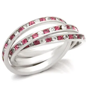 High-Polished 925 Sterling Silver Ring with Top Grade Crystal in Rose for Women Style 35110