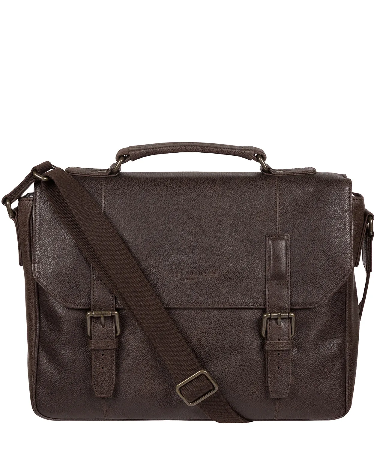 'Idris' Cocoa Leather Briefcase