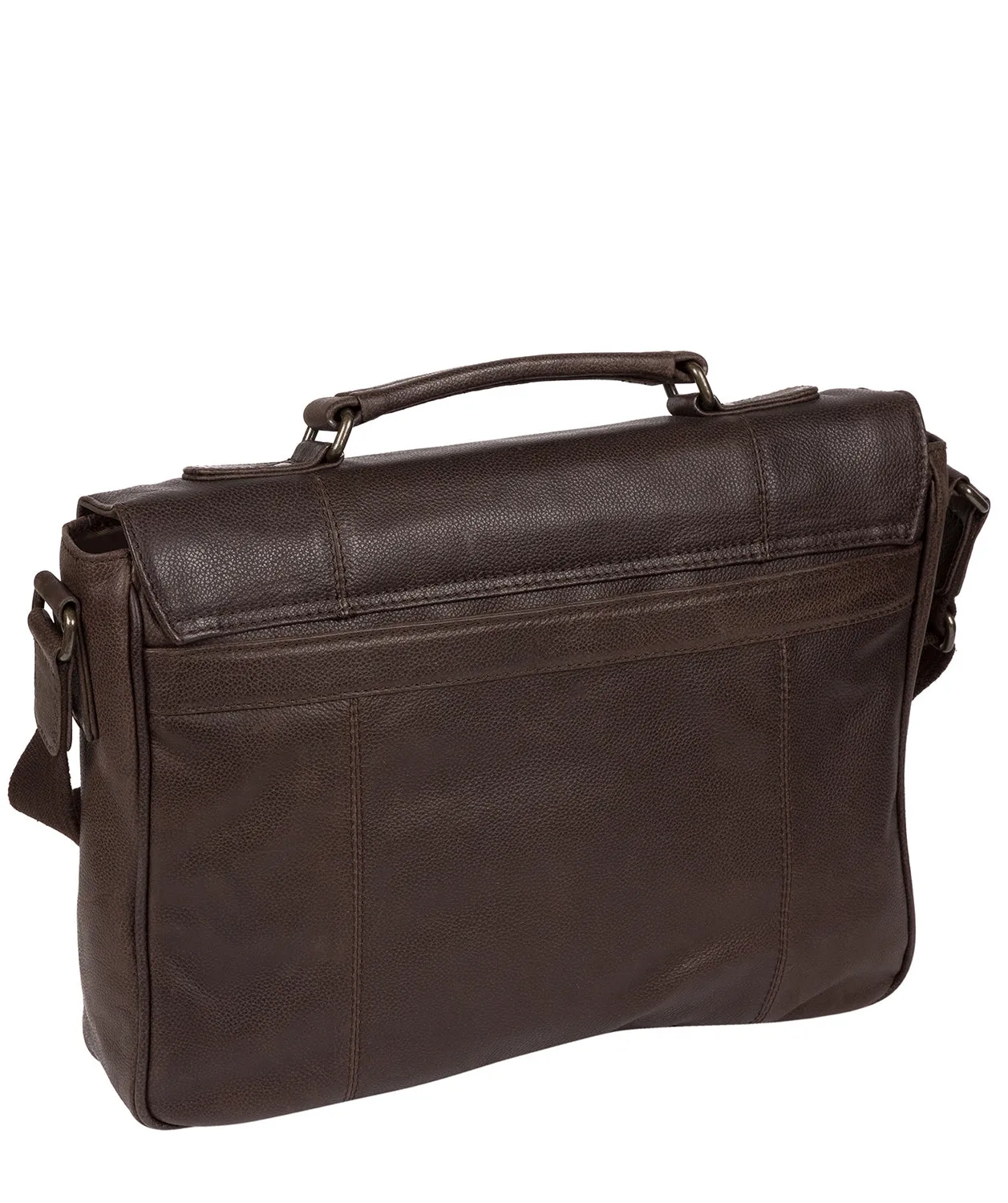 'Idris' Cocoa Leather Briefcase