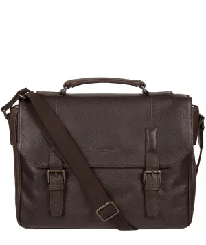 'Idris' Cocoa Leather Briefcase