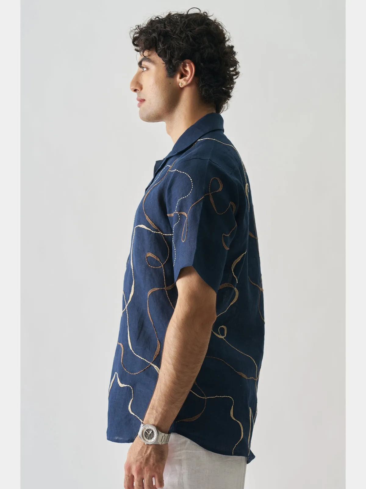 Imperial Accent - Hand Embroidered Linen Shirt