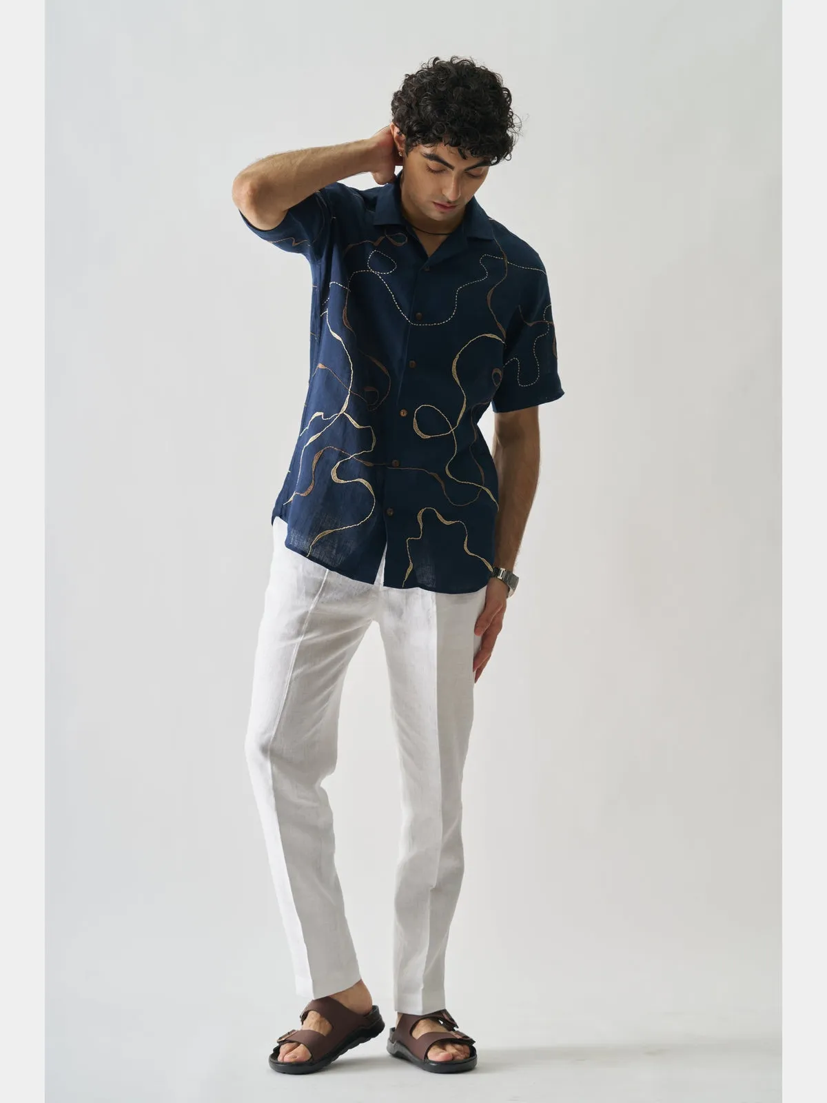 Imperial Accent - Hand Embroidered Linen Shirt
