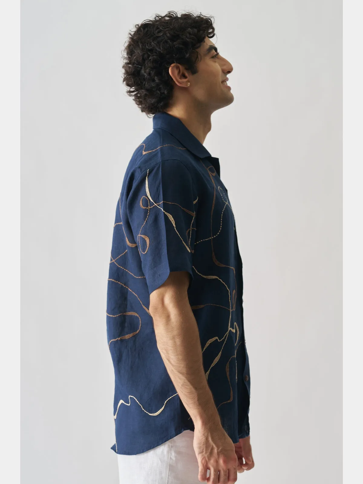 Imperial Accent - Hand Embroidered Linen Shirt