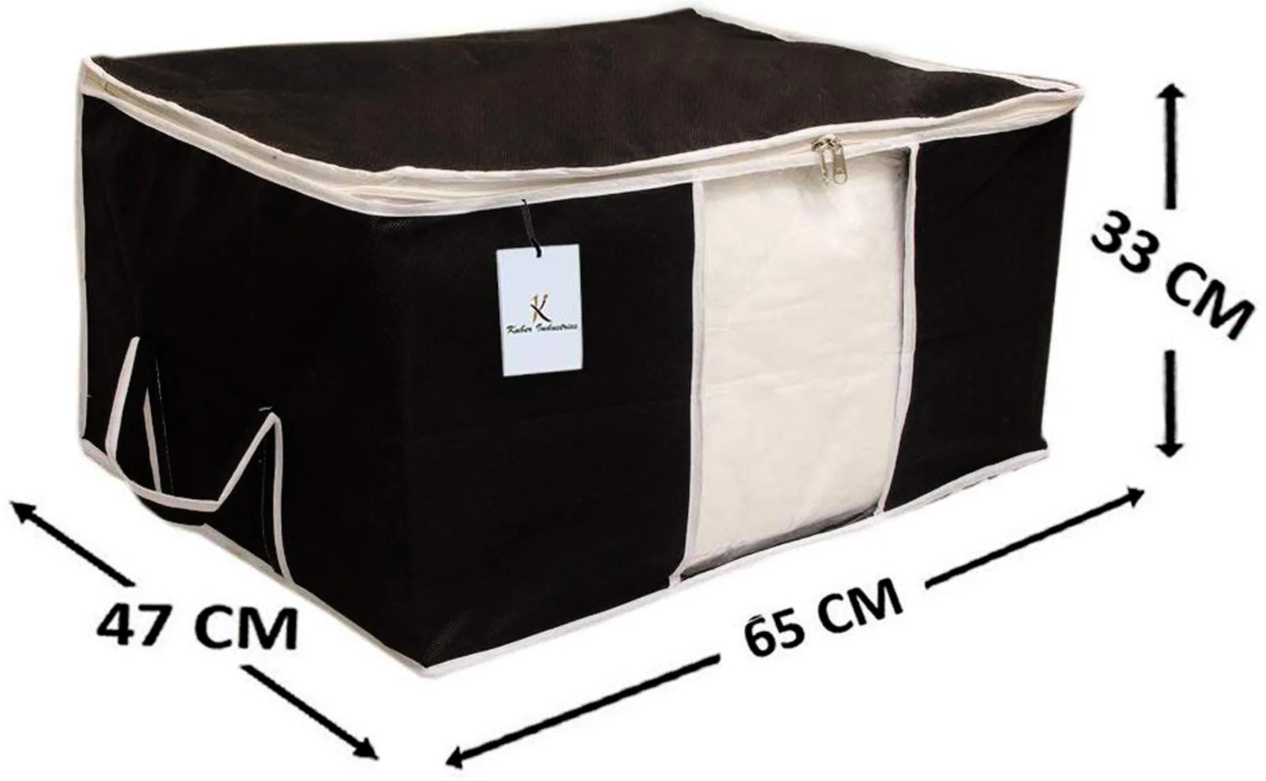 Kuber Industries 12 Piece Non Woven Underbed Storage Bag,Storage Organiser,Blanket Cover with Transparent Window,Extra Large, Black CTKTC034431