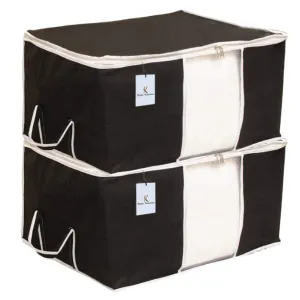 Kuber Industries Underbed Storage Bag, Storage Organiser, Blanket Cover Set of 2 - Black, Extra Large Size-CTLTC15231