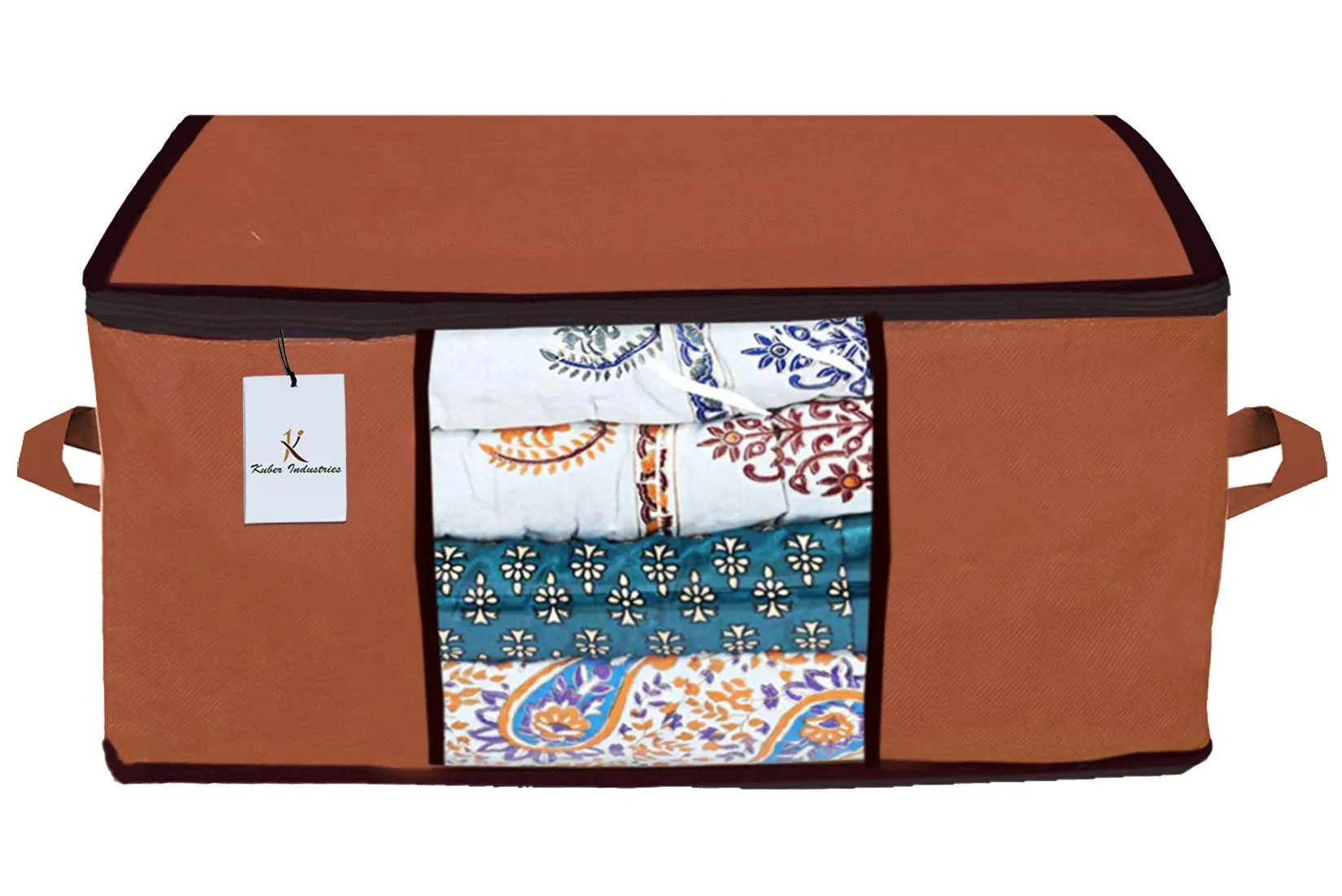 Kuber Industries Underbed Storage Bag, Storage Organiser, Blanket Cover Set of 3 - Dark Brown, Extra Large Size-CTKTC23820