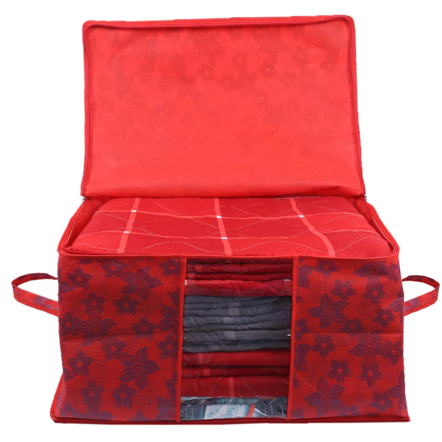 Kuber Industries Underbed Storage Bag, Storage Organiser, Blanket Cover Set of 5 - Maroon, CTKUBM29