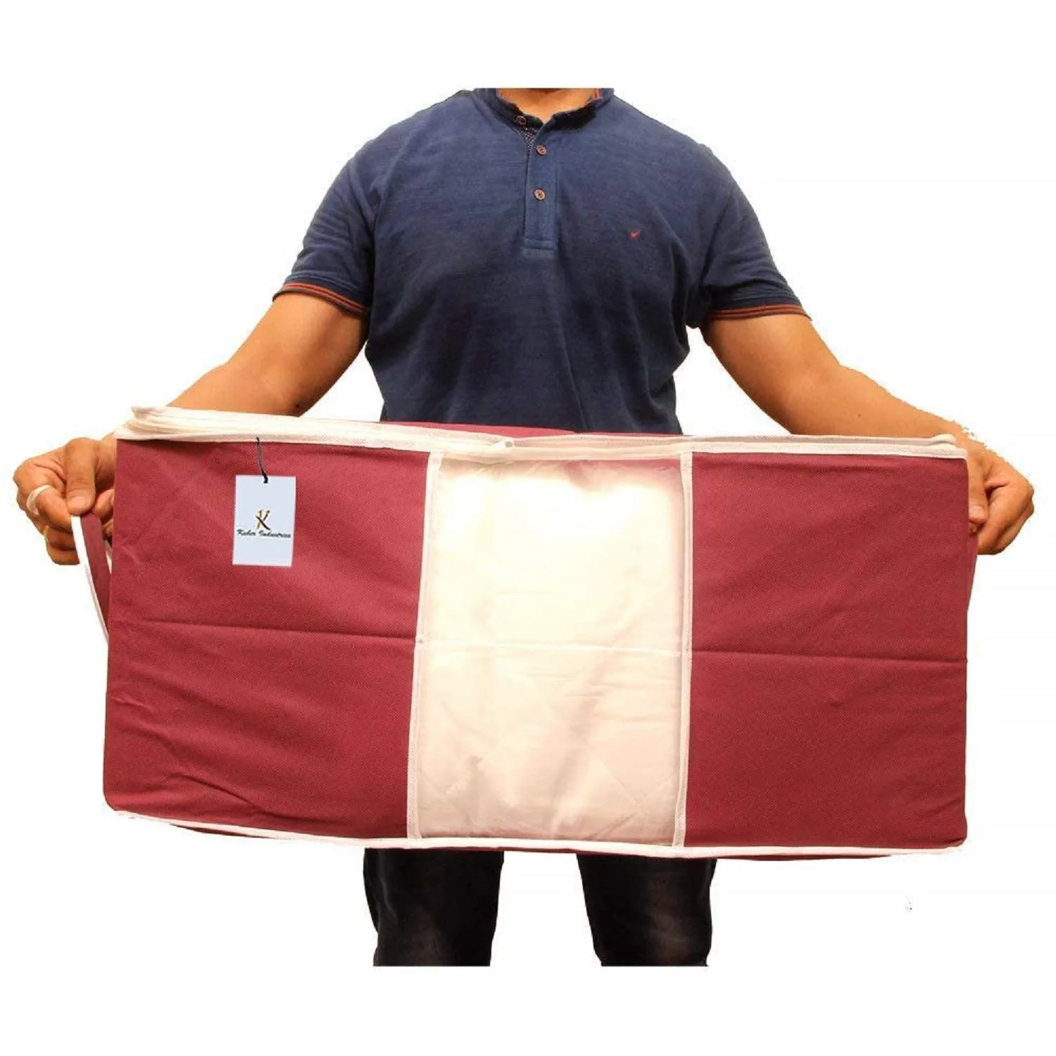 Kuber Industries Underbed Storage Bag, Storage Organiser, Blanket Cover Set of 6 - Maroon, Extra Large Size-CTKTC14144