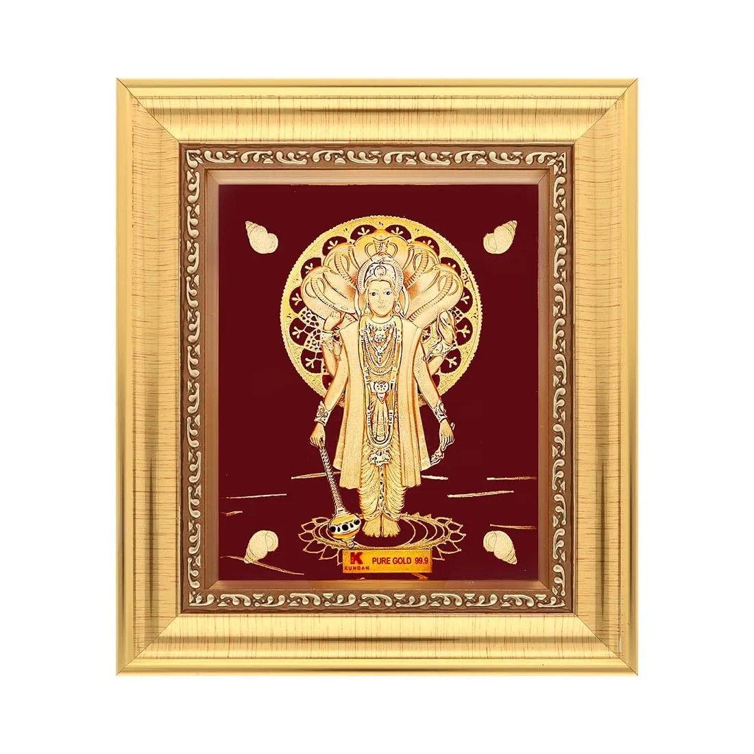 KUNDAN 24k Gold Foiled Handmade Frame Vishnu 16 * 18.5cm