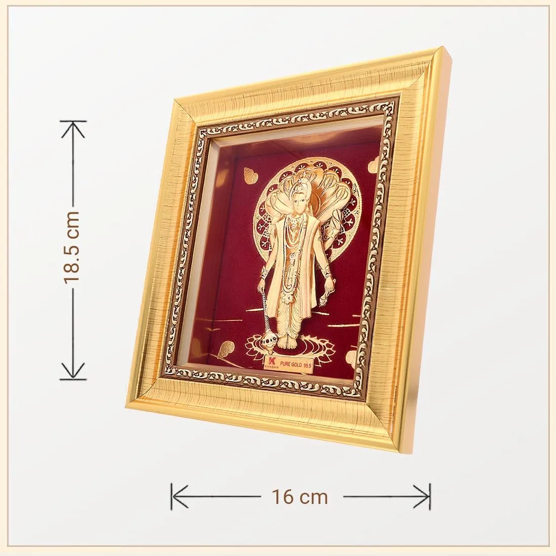 KUNDAN 24k Gold Foiled Handmade Frame Vishnu 16 * 18.5cm