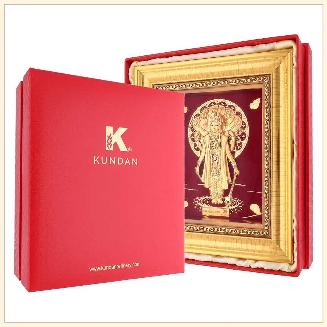 KUNDAN 24k Gold Foiled Handmade Frame Vishnu 16 * 18.5cm