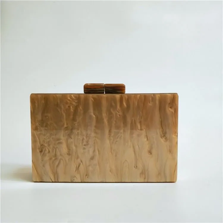 Leaf Vein Acrylic Evening Bag Geometric Splicing Clutch