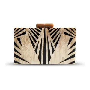Leaf Vein Acrylic Evening Bag Geometric Splicing Clutch