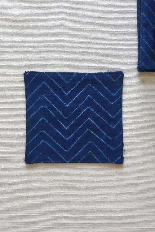 Leera Shibori Zigzag Blue Coasters (Set of 4)