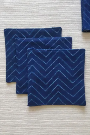 Leera Shibori Zigzag Blue Coasters (Set of 4)