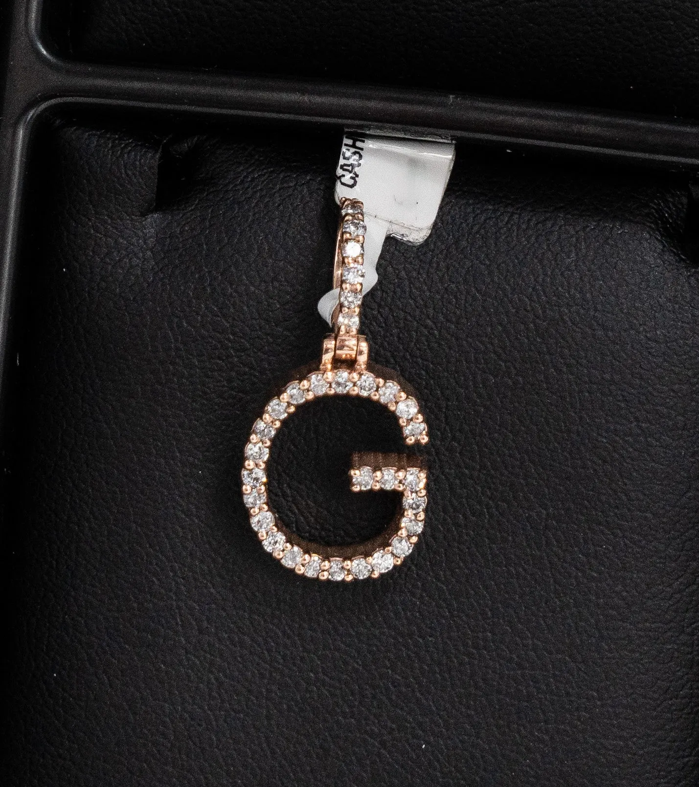 Letter R Pendant 10K Rose Gold With Diamond / 2.4gr