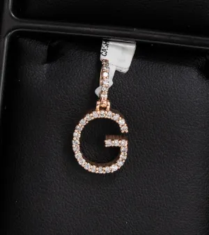 Letter R Pendant 10K Rose Gold With Diamond / 2.4gr