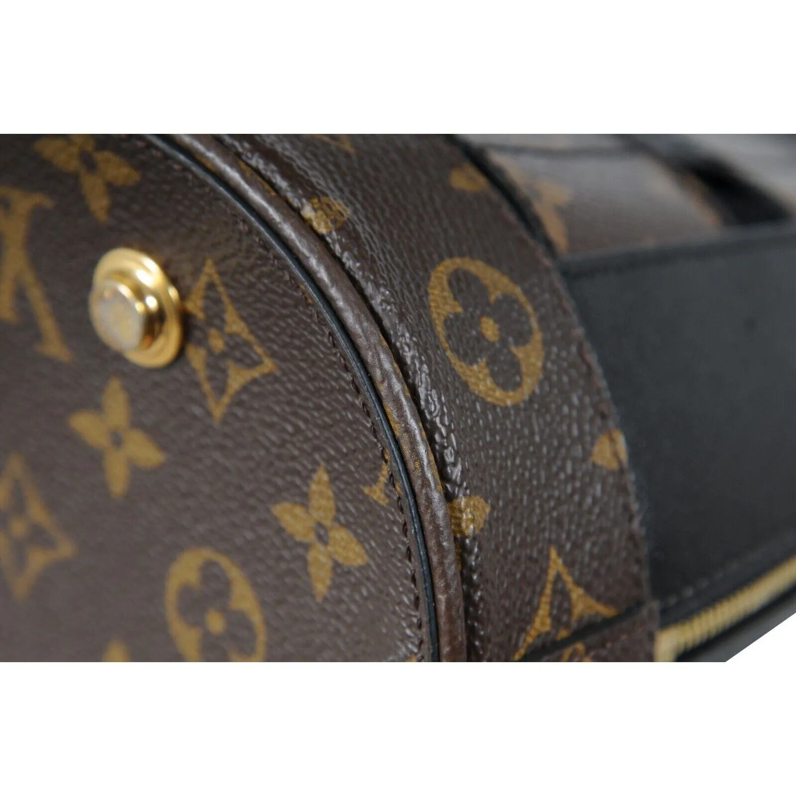 LV Monogram Tressage MM Tote Bag Brown Black Mesh Coated Canvas