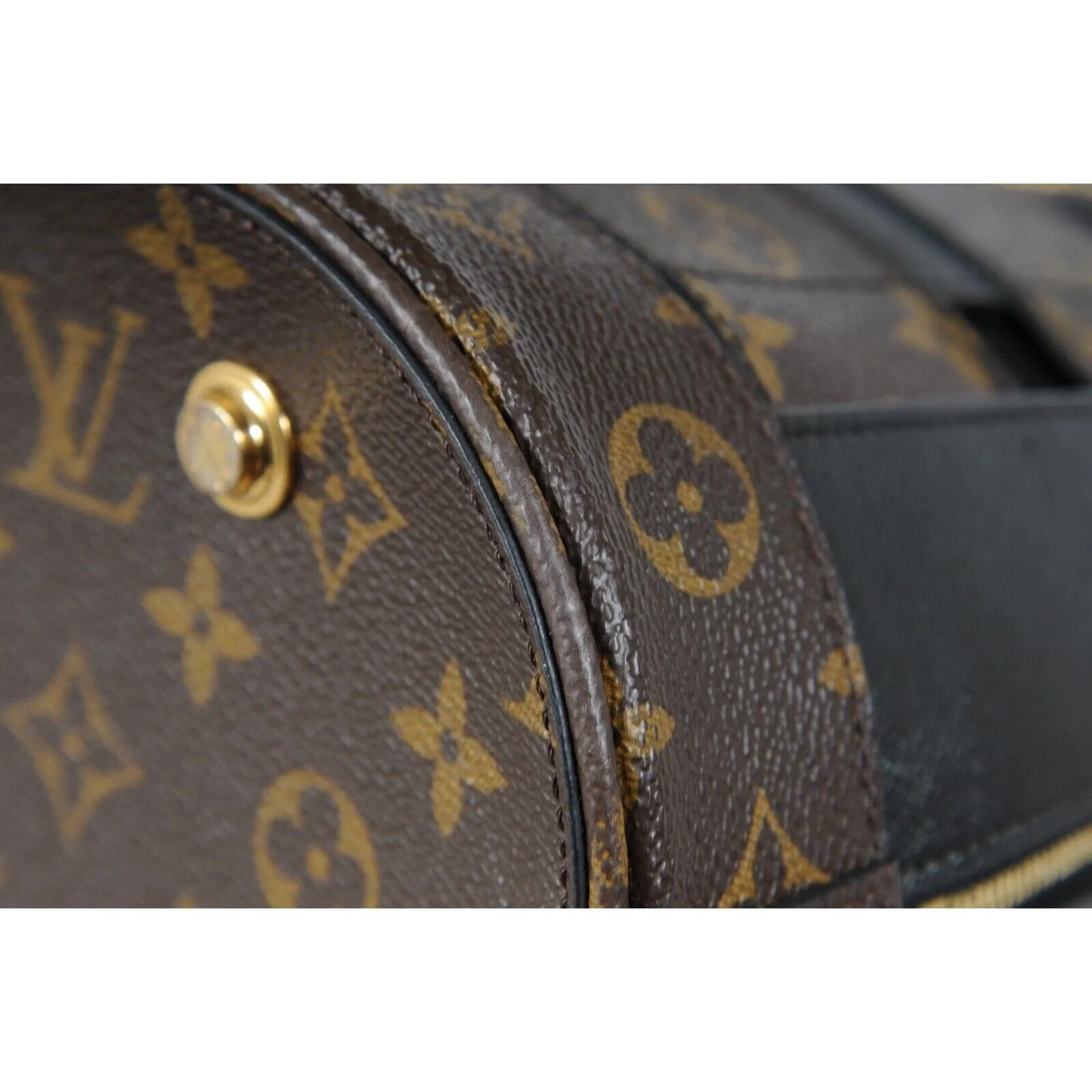 LV Monogram Tressage MM Tote Bag Brown Black Mesh Coated Canvas