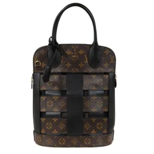 LV Monogram Tressage MM Tote Bag Brown Black Mesh Coated Canvas