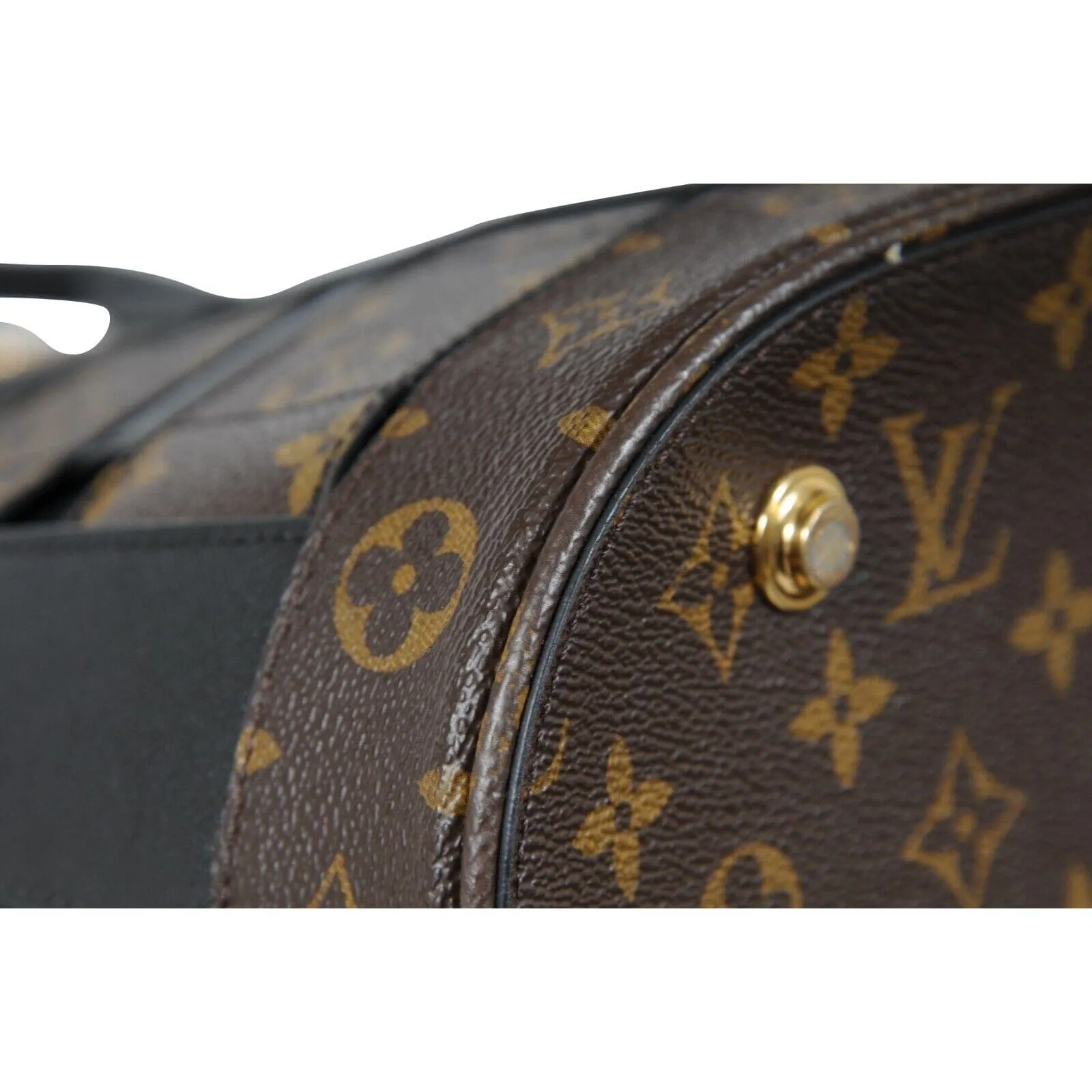 LV Monogram Tressage MM Tote Bag Brown Black Mesh Coated Canvas