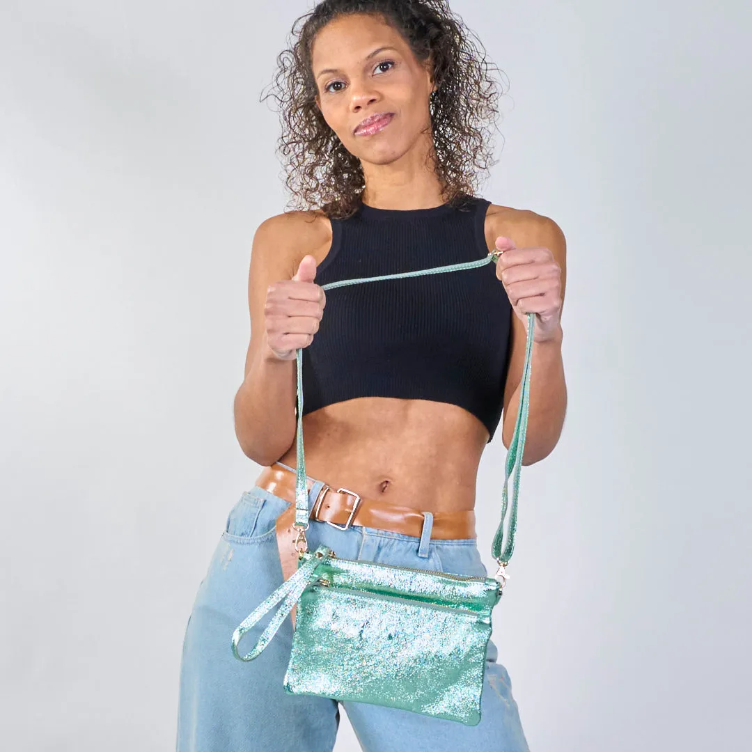 Metallic leather crossbody clutch wholesale