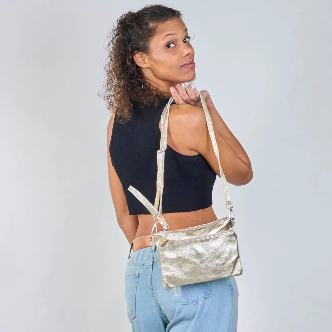 Metallic leather crossbody clutch wholesale