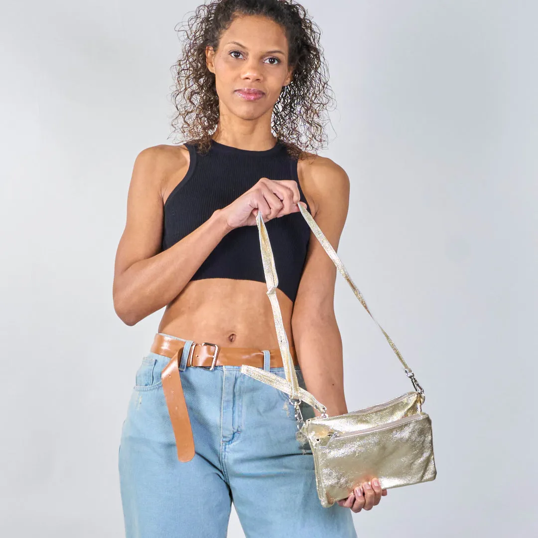 Metallic leather crossbody clutch wholesale
