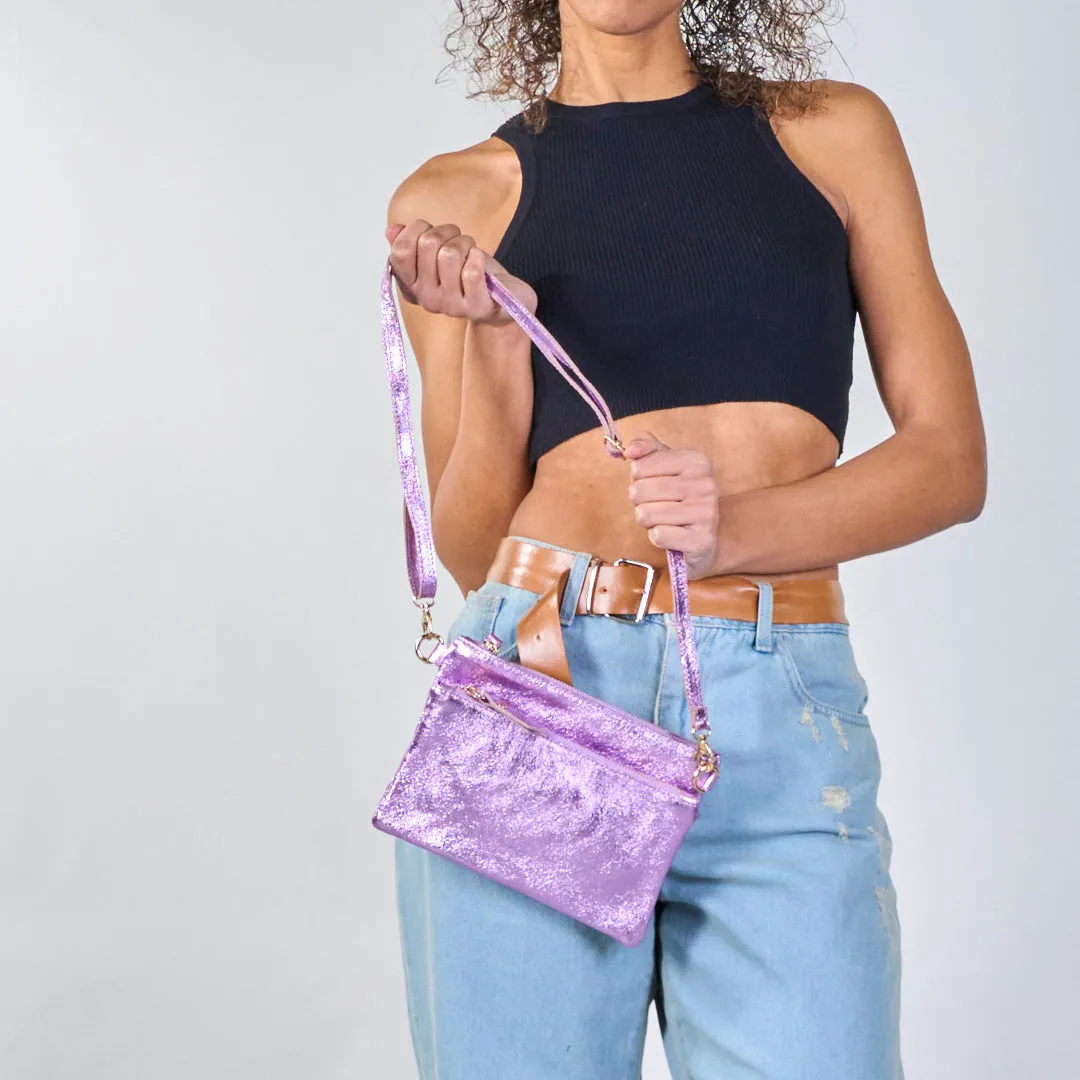 Metallic leather crossbody clutch wholesale