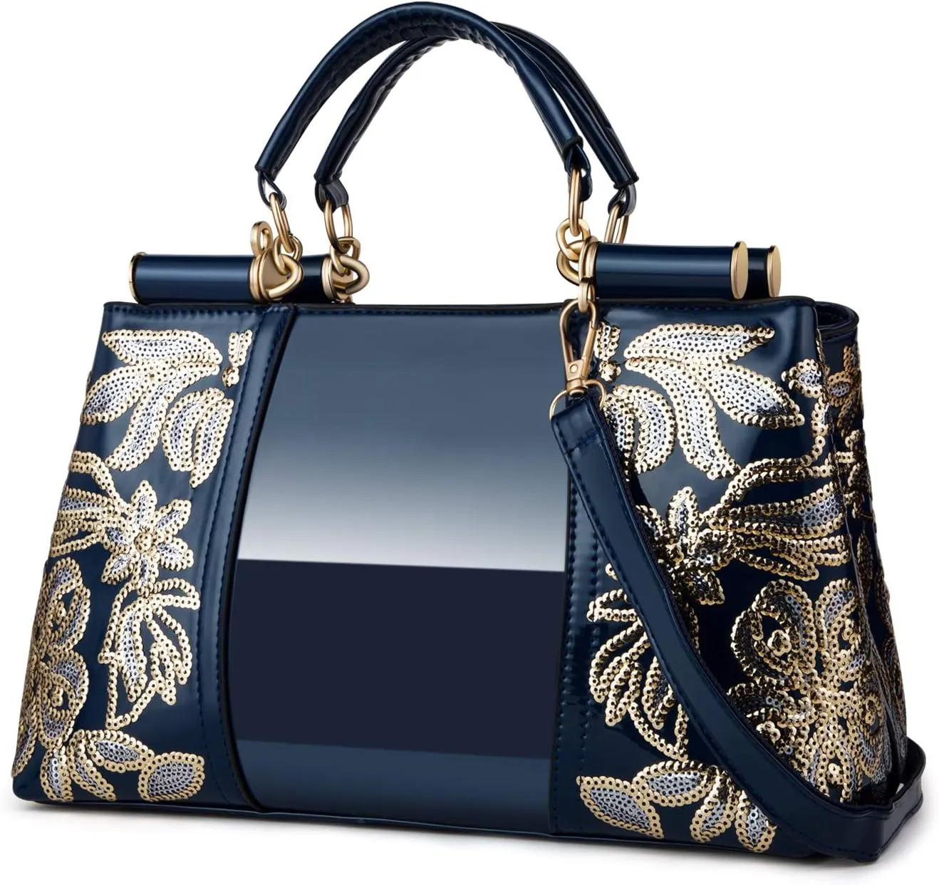 Metallic Studded Purple Top Handle Luxury Embroidered Handbag
