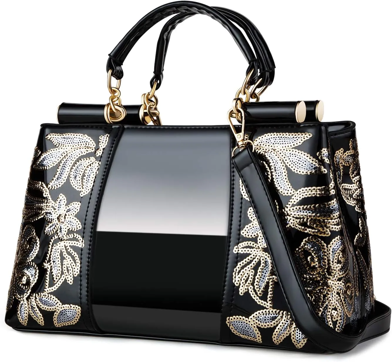Metallic Studded Purple Top Handle Luxury Embroidered Handbag