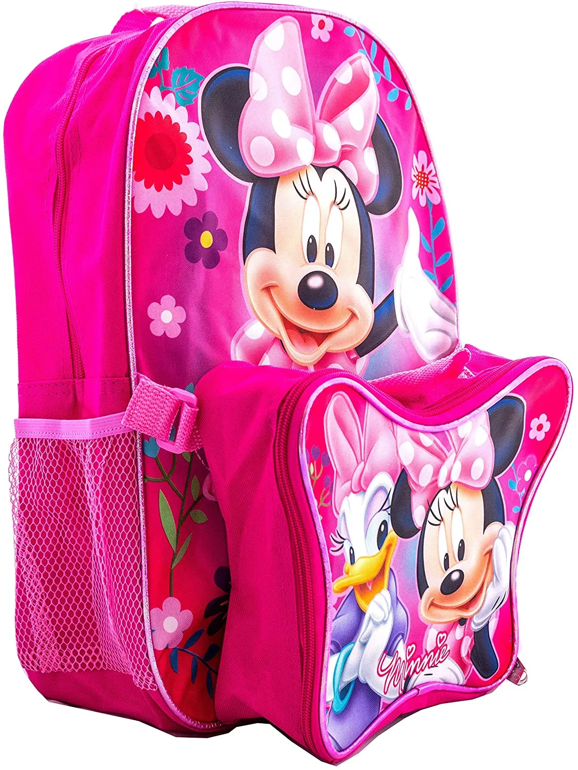Minnie Mouse Backpack with Removable Lunch Box, Cute Butterfly Minnie & Daisy Lunch Bag