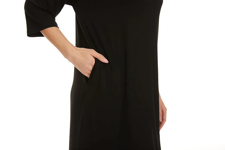 MM EVERYTHING TSHIRT DRESS - BLACK CREW NECK