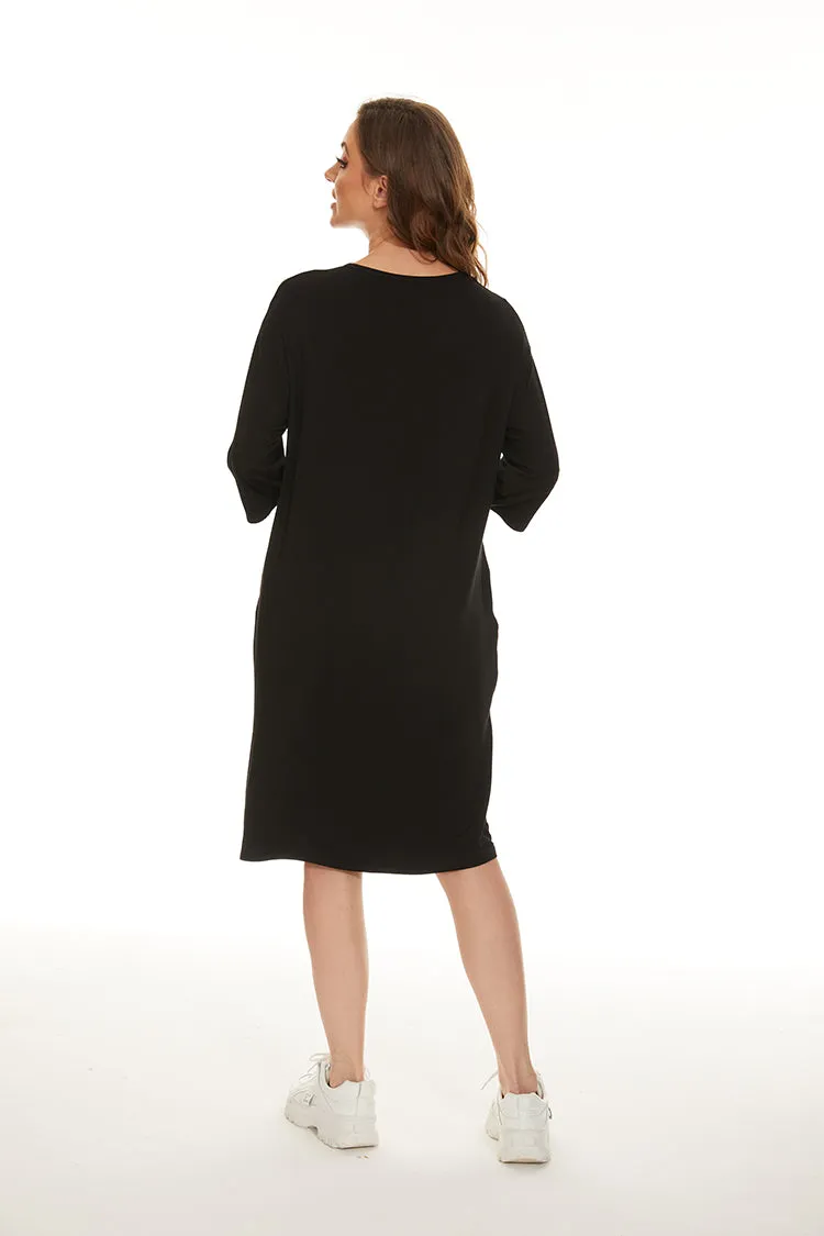 MM EVERYTHING TSHIRT DRESS - BLACK CREW NECK