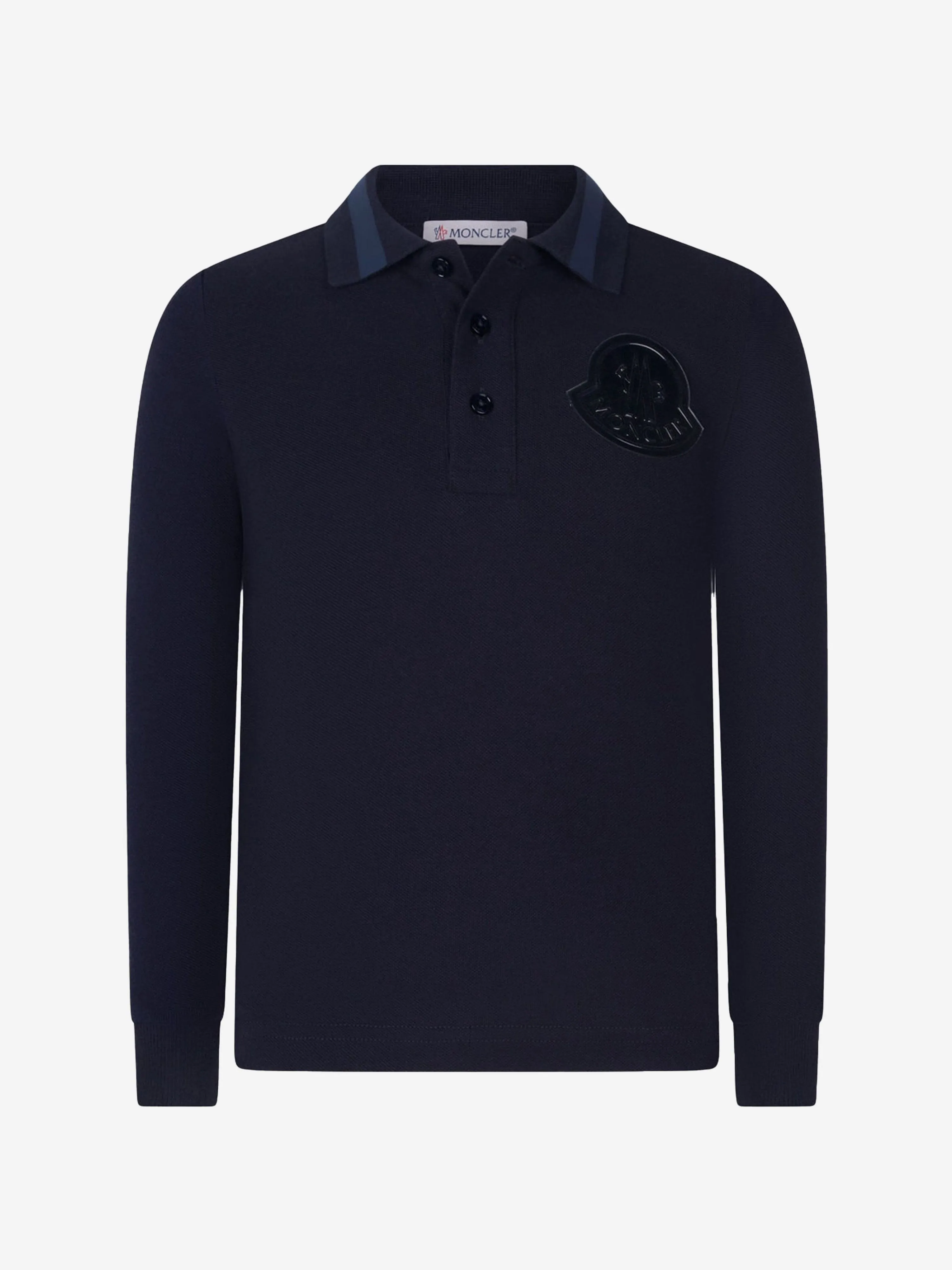 Moncler Enfant Moncler Boys Cotton Pique Long Sleeve Polo Top