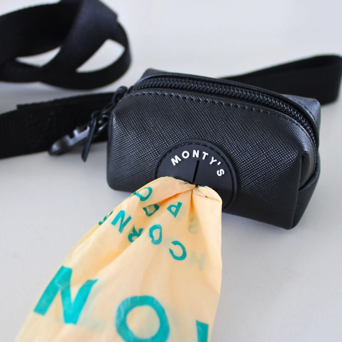 Monty's Bags - Vegan "Leather" Poop Bag Dispenser   15 Compostable Bags