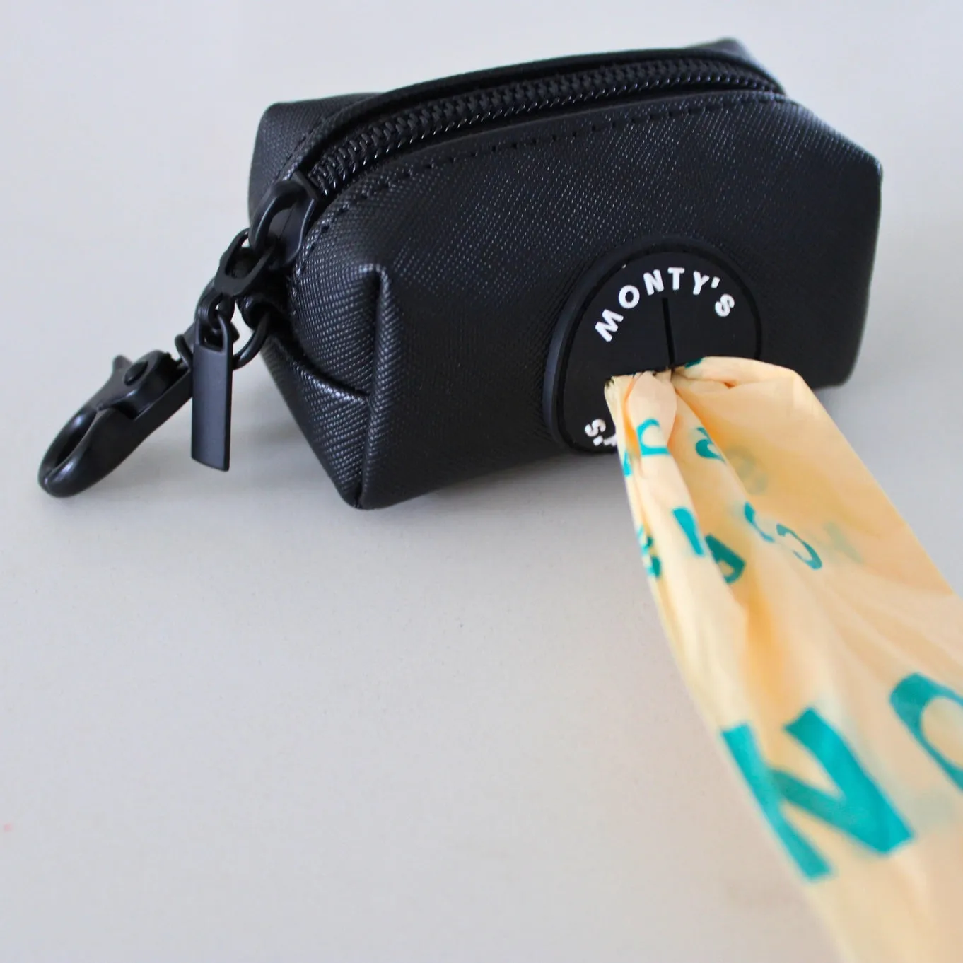 Monty's Bags - Vegan "Leather" Poop Bag Dispenser   15 Compostable Bags