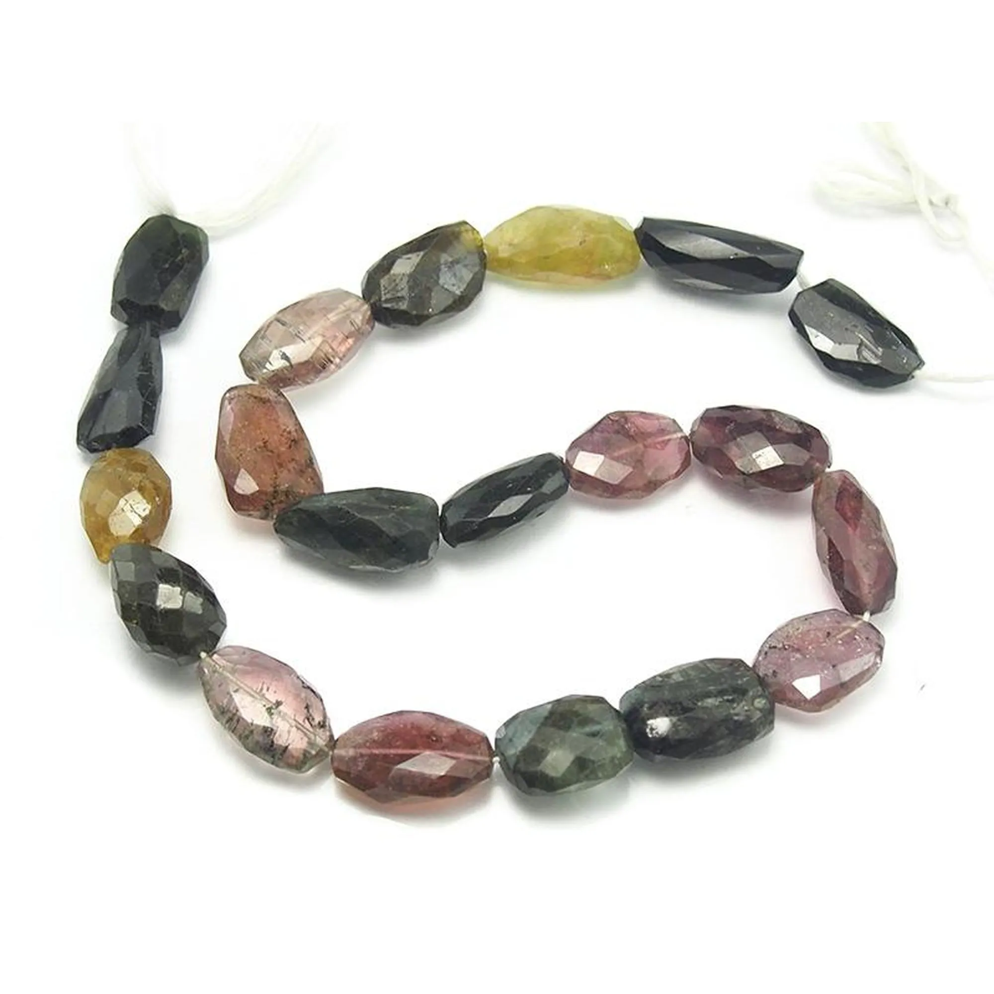 Multi-Colored Tourmaline Faceted Nugget Strand