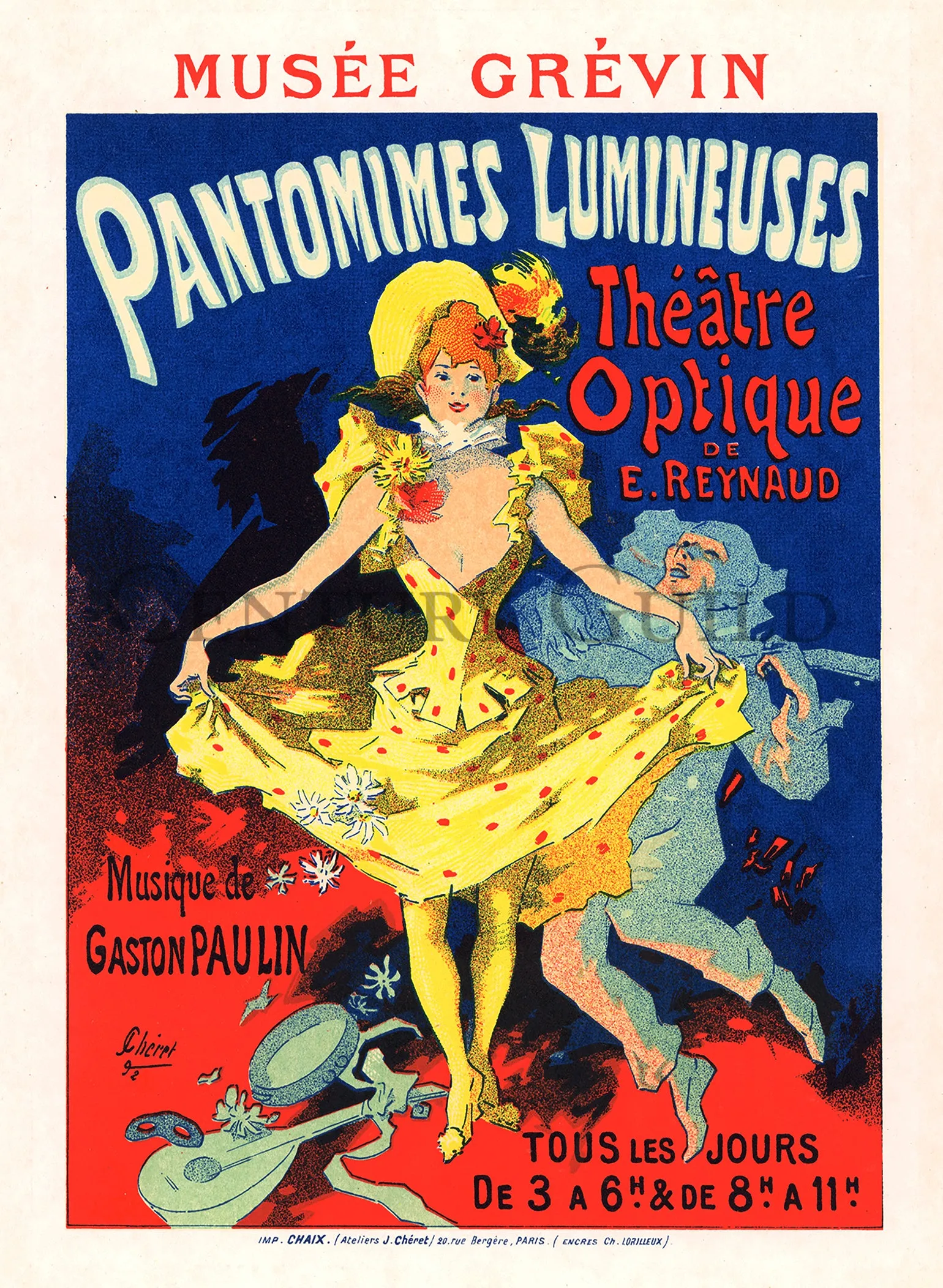 Musée Grévin, Pantomimes Lumineuses by Jules Chéret, Silent film lithograph, 1896